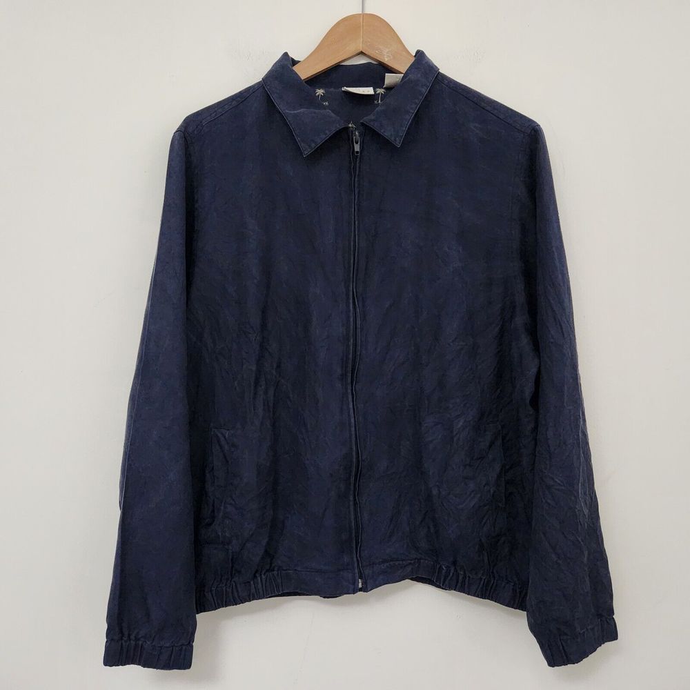 EP PRO Women's Navy Blue Full Zip Sweatshirt 100% Silk Size XL